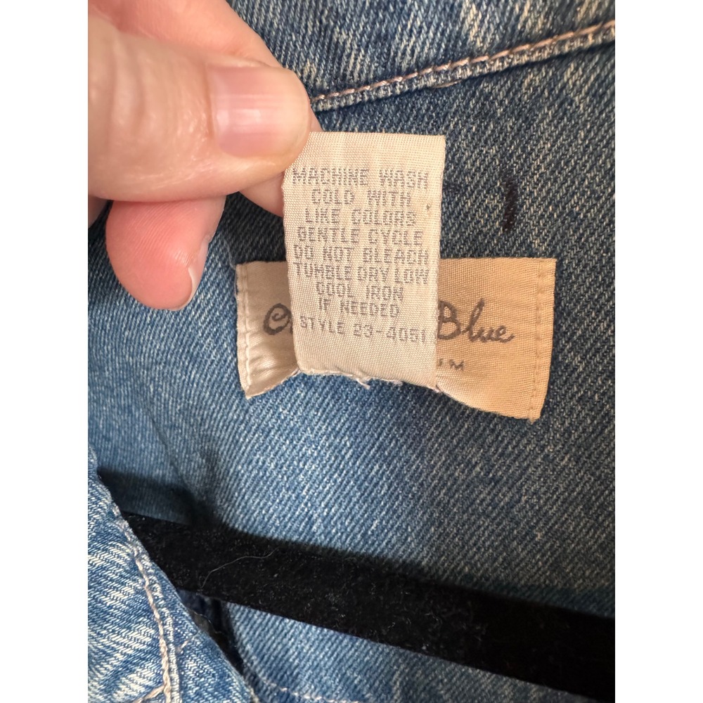 Out of the Blue J. Jill Denim Jacket Ribbed Knit Back Medium Wash Size L - Picture 3 of 4